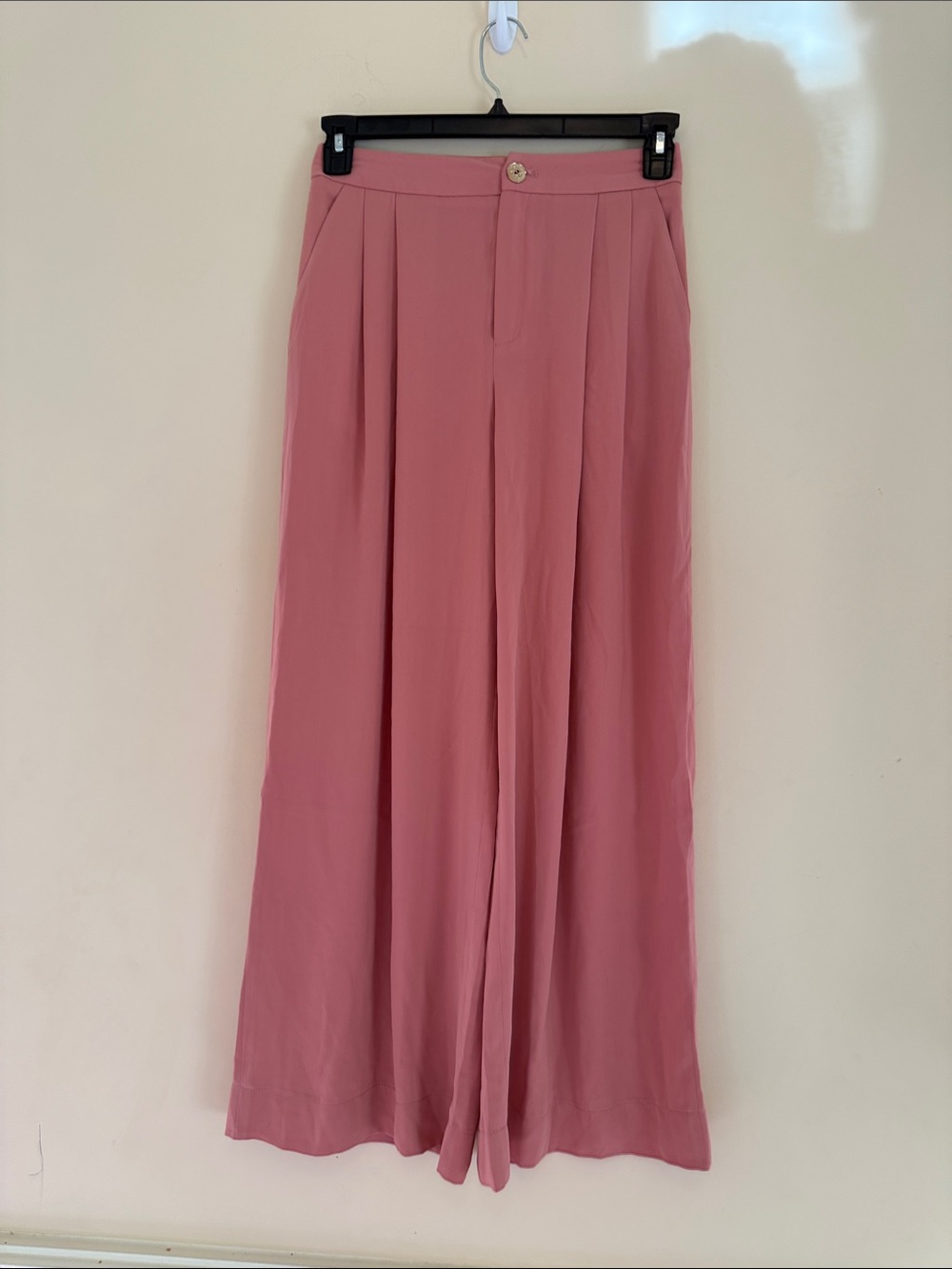 Elise High-Rise Wide-Leg Palazzo Pants in‎ Dusty Rose Size Large